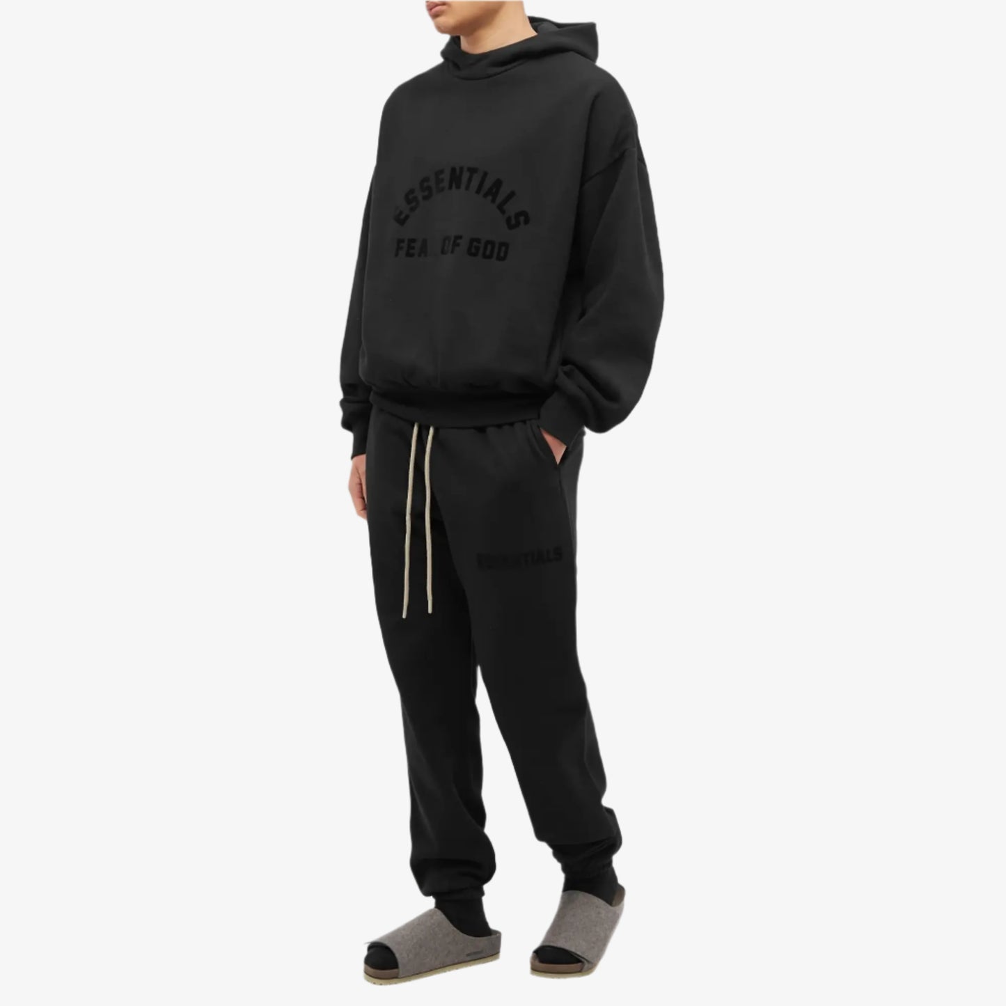 Fear of God Essentials Cream Drawstring Sweatpant - Unisex - Jet Schwarz