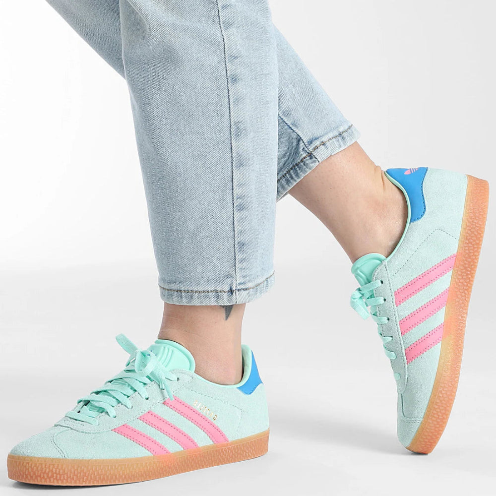 adidas Gazelle - GS - Clear Mint Bliss Pink Bright Sneaxx adidas Gazelle - GS - Clear Mint Bliss Pink Bright Sneaxx