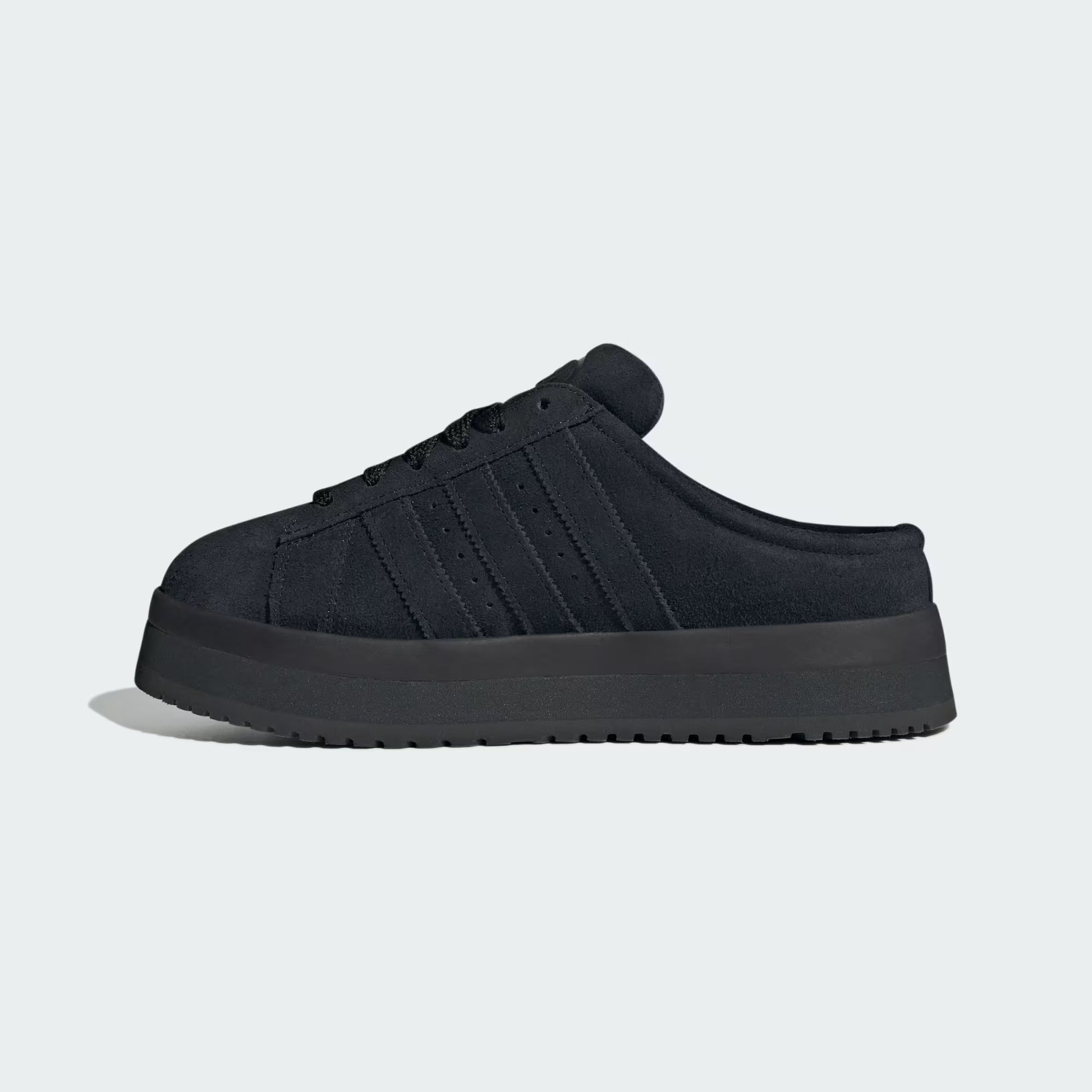 Black sneaker on a light gray background