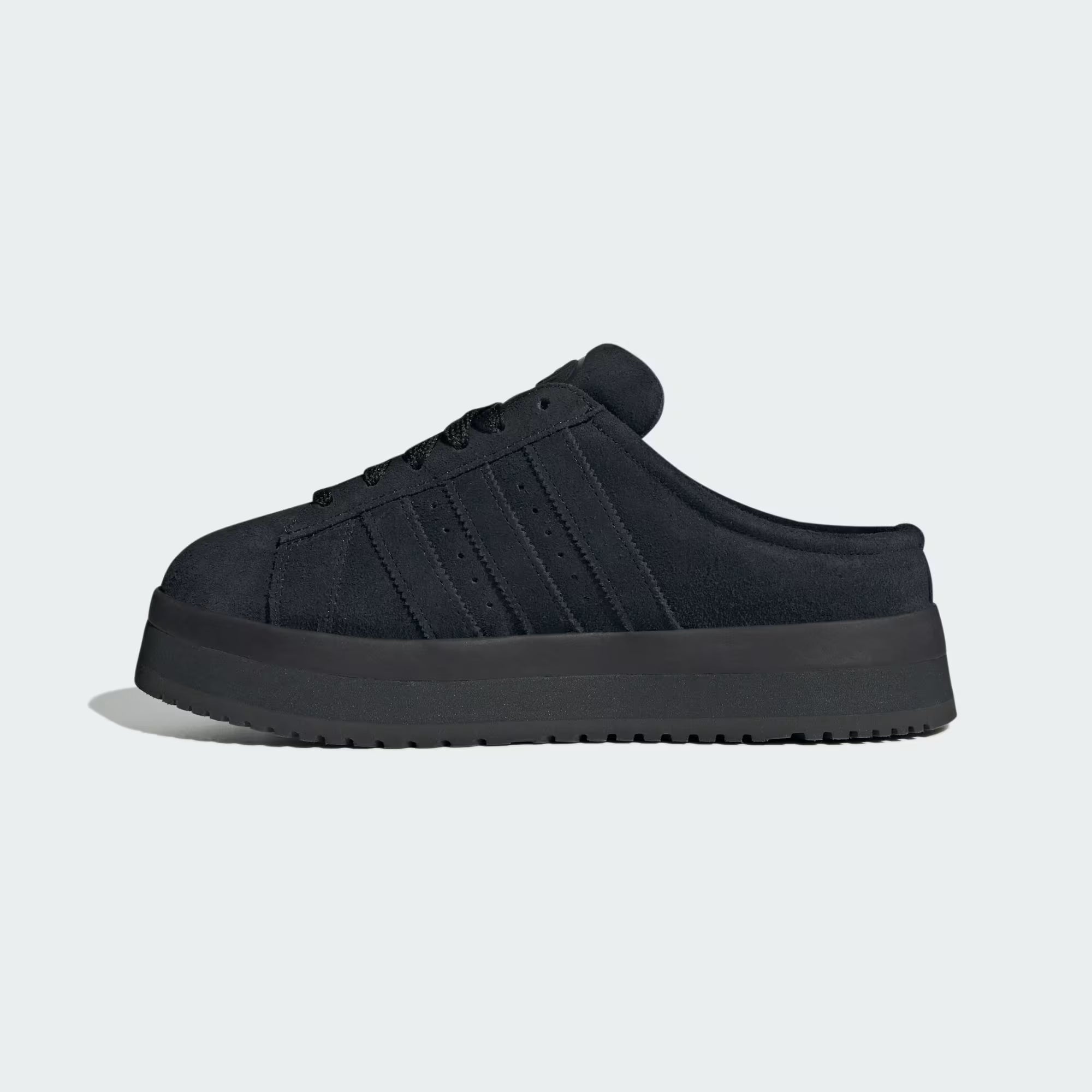 Black sneaker on a light gray background