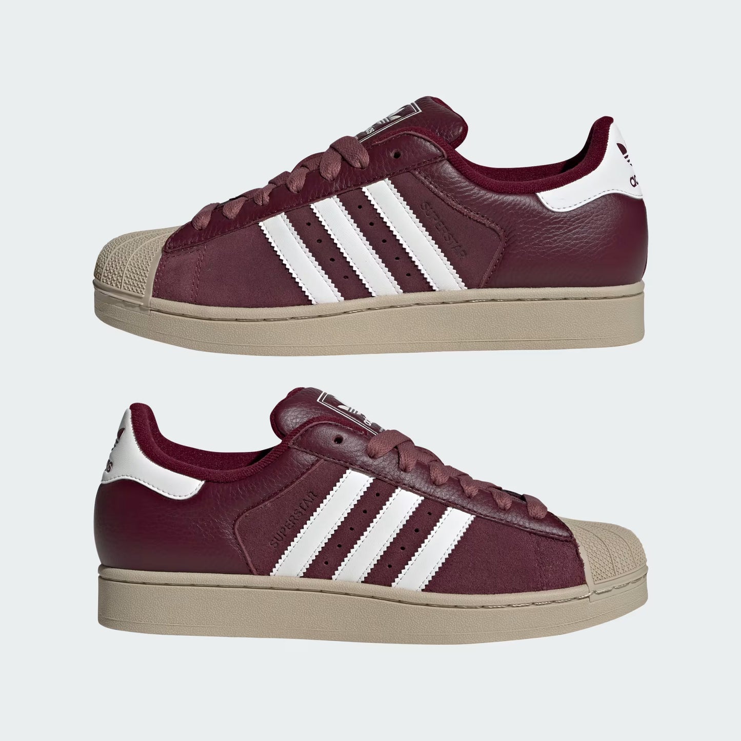 adidas Superstar II - Unisex - Maroon Core White Khaki Three