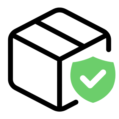 A green shield with a check mark on it, typically representing protection or security.