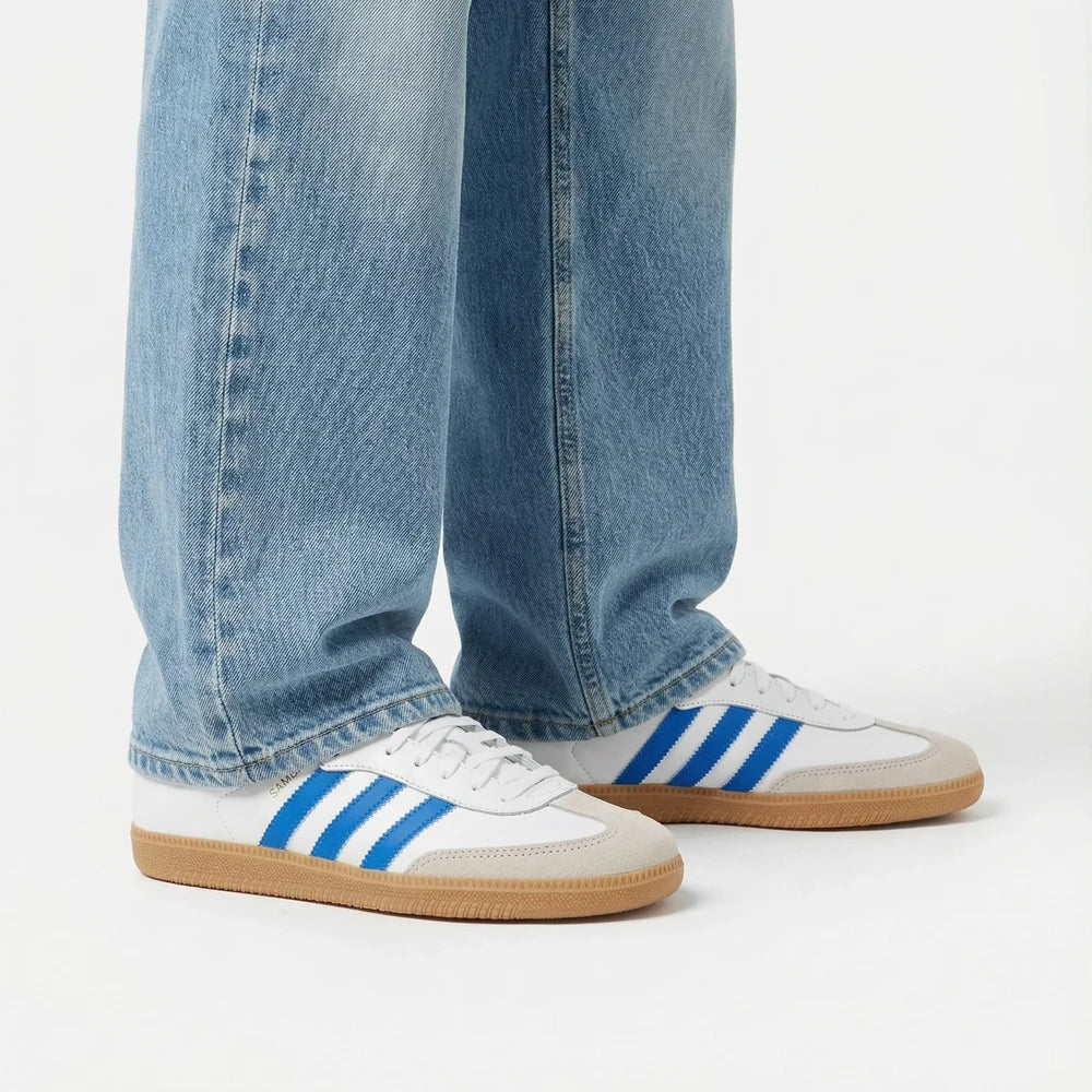 adidas Samba OG - GS - White Blue Sneaxx adidas Samba OG - GS - White Blue Sneaxx