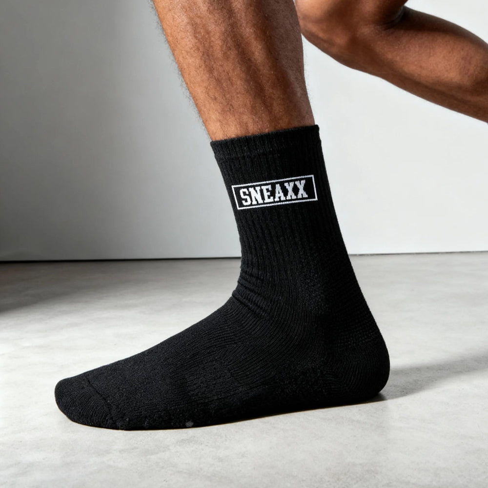 2-Pack Tennis Crew Socks - Unisex - Black